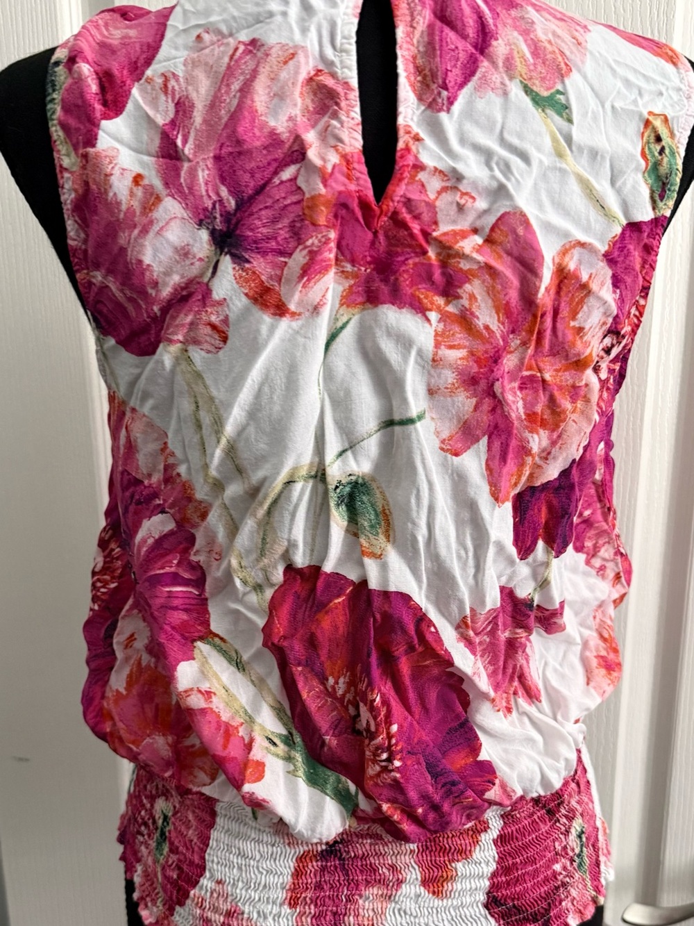 INC International Concepts White Camisole with Fuchsia & Coral Floral Print - Picture 3 of 5